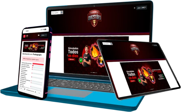 Plataforma de questões Pedagoflix Questões no computador, tablet e celular